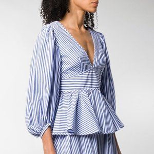 Staud V-neck striped cotton blouse